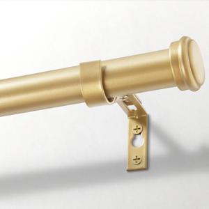 Zeerobee Curtain Rods for Windows 48 to 84, 1 Inch Heavy Duty Adjustable Drapery Rods, Modern Indoor/Outdoor Curtain Pole for Bedroom, Living Room, Patio, Farmhouse, 32"-86", Gold