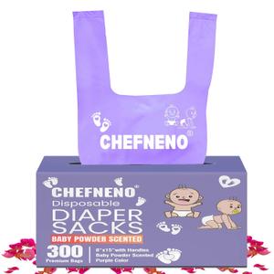 Baby Diaper Bag Disposable (300 ct.) Fresh Baby Powder Scented Easy Tie Handles Scented Diaper Sacks Disposable Dog Poop Waste Bags Cat Litter Clump & Poop Bags Sanitary Pad Waste Bags (300 Bags) (Orchid)