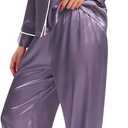 Lonxu Silk Satin Womens Pajama Sets Button Down Sleepwear Loungewear (Gray, M)