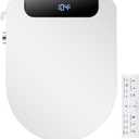 Electric Bidet Toilet Seat, Warm Water with Air Dryer, Heated Seat and Slow Close Lid, Front and Rear Wash, LED Nightlight, Wireless Remote, Black, Round, 102D