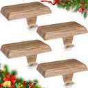 Zhengmy Christmas Stocking Holders for Mantle Weighted Stocking Holder Fireplace Hangers for Xmas Holiday Party Decoration(Stainless Steel,Wood,4 Pcs)