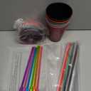 6 Set Slushie Cups with Dome Lids and Straws Detachable Spoon Straws Reusable Plastic Iced Coffee Cups Smoothie Tumbler for Birthdays Summer Party Supplies(Dark Colors,24 oz)