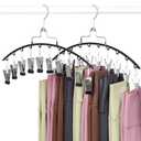 TOPIA HANGER 4 Pack Gym Clothes Organizer, 2 Pack Tank Top Hangers with 2 Pack Leggings Hangers Space Saving Hang 20 Sets Tank Top Bra with Leggings Shorts Pants for Closet Women Pink CT78P