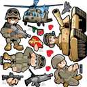 Kangaroo 28 Pack Military Bulk Valentines Day Cards for Kids School Classroom - Includes Envelopes & Stickers, Military Themed Valentines for Class Exchange Card, Valentine Party Favors Gifts for Kids