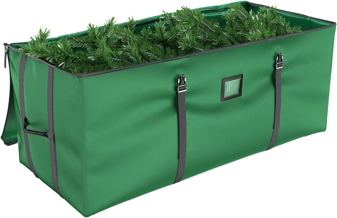 Mrrihand Christmas Tree Storage Bag - Large 7.5Ft Artificial Tree Container, Anti-Tear Heavy-Duty 600D Oxford Cloth Box With Handles (Green)