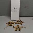 6 Pieces Christmas Nativity Scene Ornaments Jesus Christ Wood Hanging Christian Ornaments Star Shape Nativity Scene Keepsakes Rustic Wooden Christmas Tree Decorations for Xmas