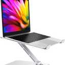RIWUCT Foldable Laptop Stand, Height Adjustable Ergonomic Computer Stand for Desk Lecterns Riser, Aluminum Portable Laptop Riser Holder Notebook Mount Compatible with MacBook Pro Air, HP, Dell 10-16" (Silver)