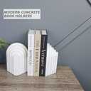 Heavy Book Ends Set of 2, Concrete Bookends for Shelves and Bookshelf Decor, Stylish and Durable Decor, Minimalist Book Ends for Shelves, Perfect for Home and Office (Arch 3)