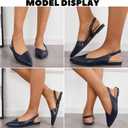 LAICIGO Women's Closed Pointed Toe Flats Slingback Low Heel Slip-on Cutout Animal Print Backless Mules Sandals, 6.5, Navy