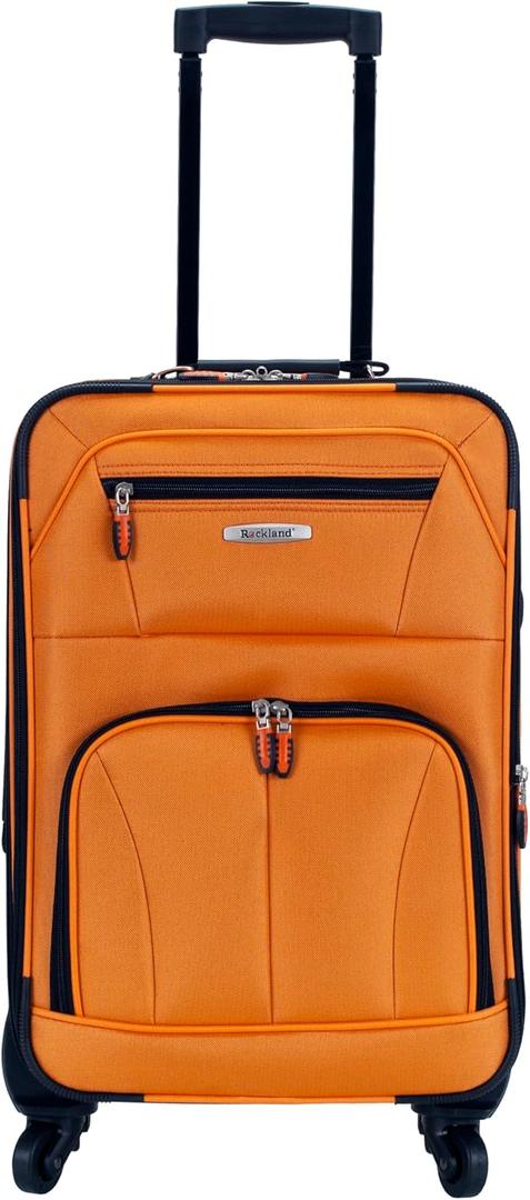 Rockland Pasadena Expandable Spinner Carry-on 19", Orange