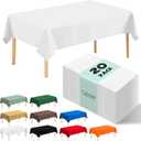 20 Pack White Disposable Plastic Tablecloth, 54" x 108" Rectangle Premium Disposable Tablecloth for 6 to 8 Foot Party Birthday Wedding Indoor or Outdoor (20 Pack-Rectangle, White)