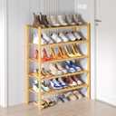 Smiry Shoe Rack, 5 Tier Bamboo Shoe Organizer, Stackable Free Standing Wooden Shoe Storage Shelf for Closet, Entryway, Front Door Entrance, Natural Bamboo