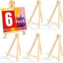 AROIC 9 inch Easel for Painting, 6 Pack Wooden Easel Stand for Sign, Tabletop Easels for Painting Canvases, Small Art Easel Canvas Stand Photo Display Tripod Holder for Kids Adults