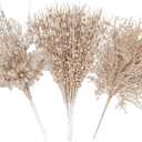 30 Pack Champagne Christmas Tree Picks and Sprays, Christmas Tree Ornaments Artificial Flowers Glitter Berry Stems Faux Cedar Branches for Winter Wedding Holiday Party Home Garland DIY Xmas Decoration