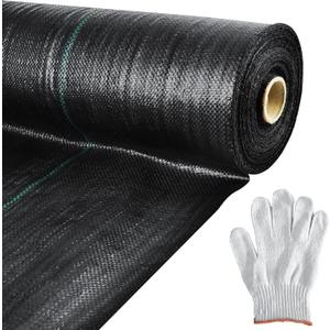 Mupera 3x300FT Weed Barrier Fabric - 3.8oz Pro Grade, Black Ground Cover, UV-Resistant Woven PP Fabric for Driveway/Garden, Commercial Strength, No Weeds