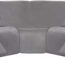 ULTICOR 7-Piece L Shape Sectional Recliner Sofa Covers, Velvet Stretch Reclining Couch Covers for Reclining Sofa, Thick, Soft, Washable (Light Gray, 5 Seat Recliner Cover)