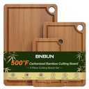 Bamboo Cutting Board for Kitchen – 3-Piece Wooden Boards with Juice Grooves, Side Handles, Non-Slip Mats – Perfect for Meat, Veggies Fruit,Cutting Board & Knife Sets – Ideal Kitchen Gift