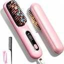 for Short Hair, Flown Cordless Hair Straightener Brush, 3 Temperature Settings, with MCH Heating & LED Display