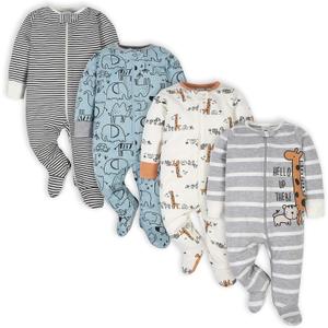 Gerber Baby Boys 4 Pack Sleep 'N Play Footie (3-6 Months, Jungle)