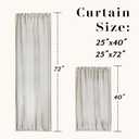 Door Curtains for Front Door Glass Window,Striped Sheer Linen 40 Inch Short Curtains for Small Windows,Farmhouse Ticking Stripe Print Privacy Curtains 25x40 in Length,Taupe