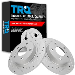 TRQ Rear Performance Brake Rotors Set Premium G-Coated Compatible with 2014-2022 Mazda 3 2019-2021 CX-3 2020-2022 CX-30