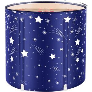 STARBRILLIANT Portable Foldable Bathtub, Collapsible Adult Travel Bath Tub for Camping, Home & Spa, Space-Saving Storage, Durable PVC Material (Starry Sky B, 27inch)