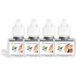 Scent Fill Coconut Sandalwood Plug in Air Freshener, 4 Scented Oil Refills