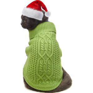 Stretchy Cat Sweater - 17 Colors & 6 Sizes | Snug Winter-Ready Knit for Boy/Girl Cats & Kittens(Green, Medium)