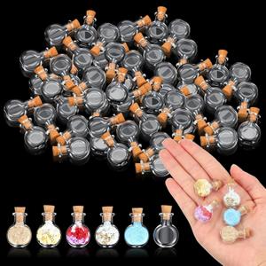 120 Pcs 2ml Mini Glass Bottles with Cork Stoppers Small Clear Jars for DIY Crafts, Wishing Bottles, Wedding Favors, Party Decorations & More