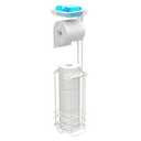 ZCCZ - Free Standing Toilet Paper Holder with Shelf - Bathroom Tissue Organizer - Modern Toilet Paper Stand for Bathroom Storage (White)