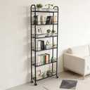 6in 6 Tier Slim Storage Cart with Wheels, Narrow Space Rolling Shelving Unit, Metal Wire Mobile Organizer Rack for Kitchen Bathroom Office Laundry, 6in Black Cart