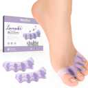 Welnove Toe Separators Spacers for Women - Toe Spacers with Lavender Extract, Toe Straightener for Women Men -Bunion Corrector Toe Stretcher for Yoga Practice - Lavender, 4 Pack