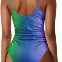 Viottiset Women's Ruched Drawstring One Piece Swimsuit Tummy Control High Cut 2025 Bathing Suit (L)