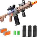 Realistic Toy Gun for Nerf Guns Darts, Foam Blaster - with Scope 100 Soft Bullets 3 Magazines, Semi-Auto Sniper Rifle Electric M416 Machine Guns for Boys 6-12 Age Kids and Adults