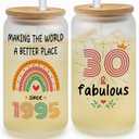 Vivulla68 30th Birthday Gifts For Women Men - 30 Year Old Gifts For Her Him - Thirty Birthday Ideas For Sister, Wife, Friend - 1995 Birthday Gift - 30th Frosted Glass Cup With Lid And Straw