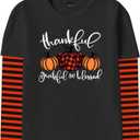 Remimi Unisex Kids Christmas Long Sleeve Shirt Xmas Print Stripe Shirts 2-12 Years (Black)