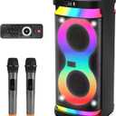 Karaoke Machine for Adults with 2 Wireless Microphones, Portable Bluetooth Karaoke Speaker for Outdoor, Big Party PA System with Disco Lights for Gatherings, The Best Gifts for Family