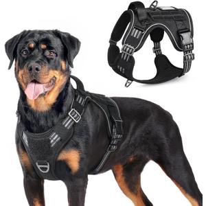 rabbitgoo Tactical Dog Harness for Large Dogs, No Pull Military Service Vest with Handle & Molle, Easy Control for Training Walking, Adjustable Reflective Straps, Black, L