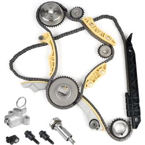 Timing Chain Kit Tensioner Guide Rail Crank Sprocket Shaft Sprocket compatible with Buick GMC Chevy Malibu Equinox Replaces 94201S 2.0L 2.2L 2.4L timing chain sproket