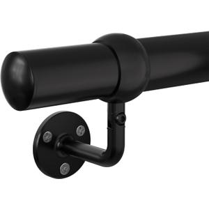 Stair Handrail Kit 5FT, Stainless Steel 304 Wall Mount Railing System, 1-11/16 Inch Pipe Secure Grab Hand Rail for Staircase Indoor House Decor Outdoor, Industrial Modern Style- Black