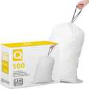 Code Q Heavy Duty Trash Bags 100 Count 1.2 Mil THICK Compatible with simplehuman Code Q Trash Can | 1.2 Mil | 13-17 Gallon 40-65 Liter Heavy Duty White Garbage Can Liners