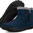 Hsyooes Womens Mens Barefoot Shoes Minimalist Snow Boots Wide Width Toe Box Waterproof Slip on Winter Boots Outdoor Fur Lined Sneakers with Arch Support & Zip, 47