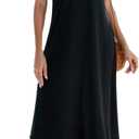 Halife Women's Summer Casual Sleeveless Beach Dress Long Halter Side Slit Maxi Sun Dresses (Medium, 1-black)