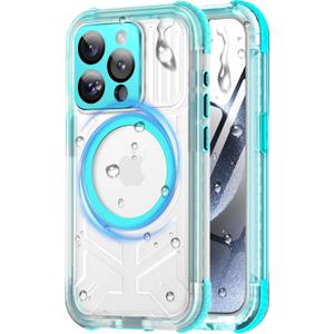 for iPhone 15 Pro Max Waterproof Case with Magsafe, Built-in [Camera & Screen Protector] [Lanyard], IP68 Water Proof Full Body Dustproof Heavy Duty Frosted Protective Phone Cover, 6.7" Teal