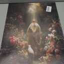 Framed Jesus and Lamb Canvas Wall Art Jesus In The Garden Religious Art Painting Christian Poster Decorative Painting Spiritual Faith Picture Gallery Style Print Home Decor 23x16Inch Ready To Hang