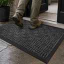 Front Door Mat Outdoor Entrance, 61.5" x 36" Heavy Duty Commercial Industria Dirt Trapper Waterproof Non-Slip Entryway Carpet,Weather Utility Rug, for Business Shop Patio Office Garage - Gray