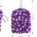 HyeFlora Artificial Flowers with Basket for Outdoors, 3pcs Faux Hanging Morning Glory Silk Fake Flowers Lifelike Plants UV Resistant Flowers for Outside Planter Patio Garden Porch Decor (Purple)
