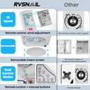 RVSNAIL 14" RV Roof Vent Fan with 10-Speed Reversible Control - 12V Super Quiet Motor for Camper Trailer Bathroom - Includes Remote, Temperature & Rain Sensor, Removable Screen - Energy Efficient