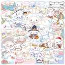 50pcs Cartoon Cinnamoroll Stickers for Kids, Vinyl Waterproof Cinnamoroll Decal for Water Bottle Laptop Toy Sticker for DIY Decorate Bumper Phone Hard Hat Kids Teens Gifts