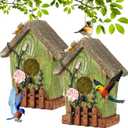 Thyle 2 Pack 6.6 Inch Bird Houses for Outside Hanging Bird House Garden Colorful Decorative Birdhouses for Outside Patio Garden Backyard Courtyard Decor Gift